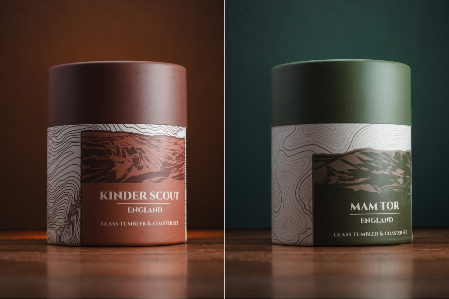 Peak District Two-Glass Set - Mam Tor & Kinder Scout | Gilded Peaks