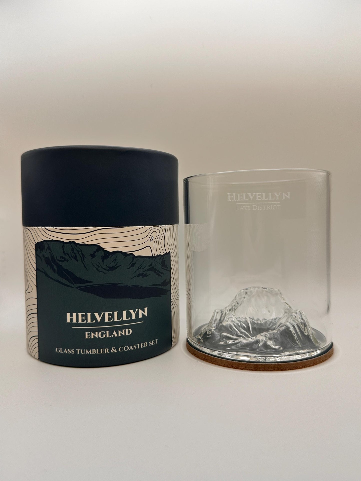 Helvellyn Glass Tumbler & Coaster Set: Lake District Mountain Gift