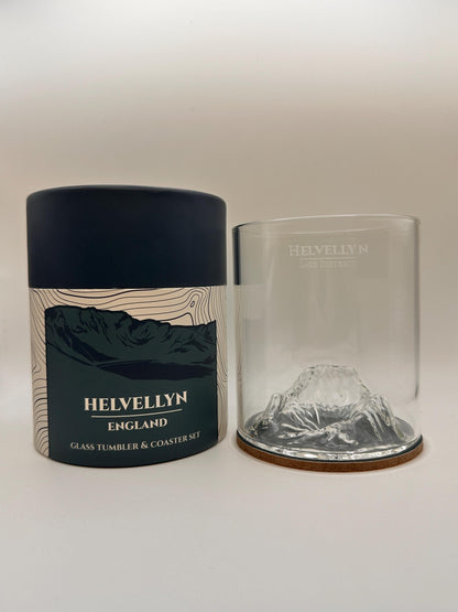 Helvellyn Glass Tumbler & Coaster Set: Lake District Mountain Gift