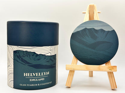 Helvellyn Glass Tumbler & Coaster Set: Lake District Mountain Gift