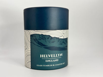 Helvellyn Glass Tumbler & Coaster Set: Lake District Mountain Gift