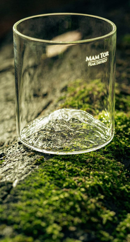 Mam Tor Glass Tumbler & Coaster Set: Peak District Mountain Gift
